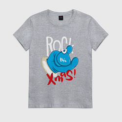 Футболка хлопковая женская Blue mittens Rock this xmas, цвет: меланж