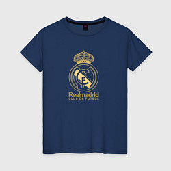 Футболка хлопковая женская Real Madrid gold logo, цвет: тёмно-синий