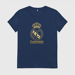 Футболка хлопковая женская Real Madrid gold logo, цвет: тёмно-синий