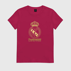 Футболка хлопковая женская Real Madrid gold logo, цвет: маджента