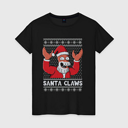 Футболка хлопковая женская ЗОЙДБЕРГ КЛАУС, SANTA CLAWS ФУТУРАМА, цвет: черный