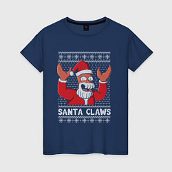 Футболка хлопковая женская ЗОЙДБЕРГ КЛАУС, SANTA CLAWS ФУТУРАМА, цвет: тёмно-синий