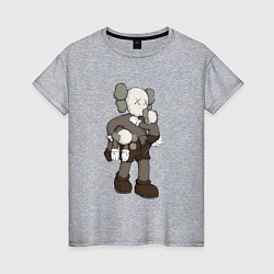 Футболка хлопковая женская KAWS, цвет: меланж