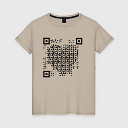 Футболка хлопковая женская QR-Heart, цвет: миндальный