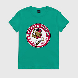 Футболка хлопковая женская Buffalo Bisons - baseball team, цвет: зеленый
