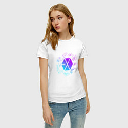 Футболка хлопковая женская EXO BAND NEON LOGO АВТОГРАФЫ, цвет: белый — фото 2