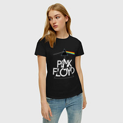 Футболка хлопковая женская PINK FLOYD LOGO ПИНК ФЛОЙД, цвет: черный — фото 2