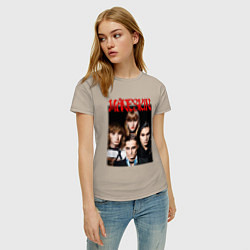 Футболка хлопковая женская MANESKIN POSTER СОСТАВ, цвет: миндальный — фото 2