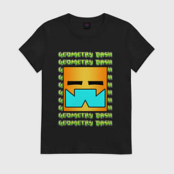 Футболка хлопковая женская GEOMETRY DASH КЛАССИКА УРОВЕНЬ, цвет: черный