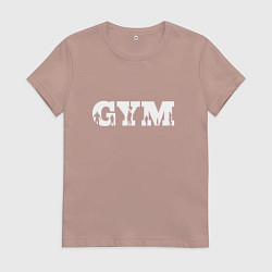 Футболка хлопковая женская GYM- образ жизни, цвет: пыльно-розовый