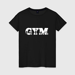 Футболка хлопковая женская GYM- образ жизни, цвет: черный