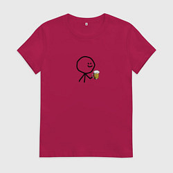 Футболка хлопковая женская Человечек для двоих, цвет: маджента