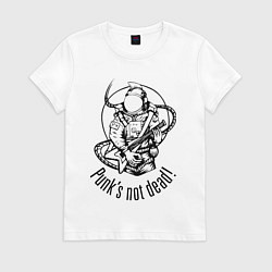 Футболка хлопковая женская Punks not dead! Space!, цвет: белый