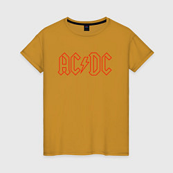 Футболка хлопковая женская ACDC - Logo, цвет: горчичный