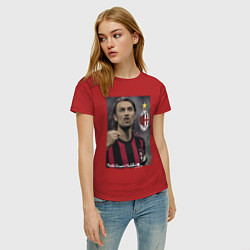 Футболка хлопковая женская Paolo Cesare Maldini - Milan, captain, цвет: красный — фото 2