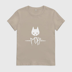 Футболка хлопковая женская Stray: Мяу, цвет: миндальный