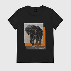 Футболка хлопковая женская Коллекция Get inspired! Слон Абстракция fl-42-sl-G, цвет: черный