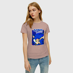 Футболка хлопковая женская Sonic Adventure Sonic, цвет: пыльно-розовый — фото 2