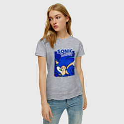 Футболка хлопковая женская Sonic Adventure Sonic, цвет: меланж — фото 2