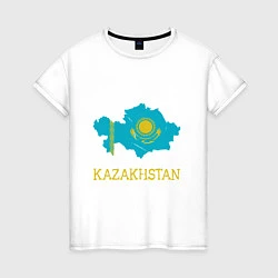Футболка хлопковая женская Map Kazakhstan, цвет: белый