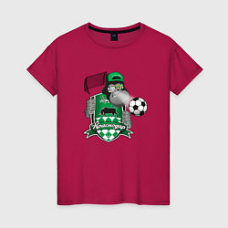 Футболка хлопковая женская Футбольный клуб Краснодар с обезьяной, цвет: маджента