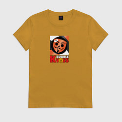 Футболка хлопковая женская Бабл Квас Лого, цвет: горчичный