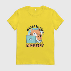 Женская футболка Где же мышка Программист поймет