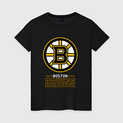 Футболка хлопковая женская Boston Bruins , Бостон Брюинз, цвет: черный