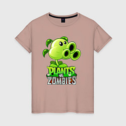 Футболка хлопковая женская Plants vs Zombies Тристрел, цвет: пыльно-розовый