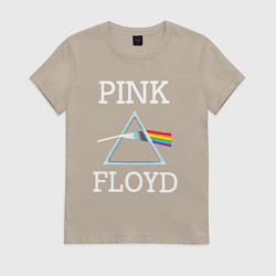 Футболка хлопковая женская PINK FLOYD - ПИНК ФЛОЙД ЛОГОТИП, цвет: миндальный