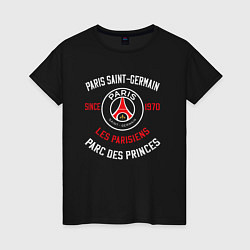 Футболка хлопковая женская PARIS SAINT - GERMAIN ПСЖ ФУТБОЛ, цвет: черный