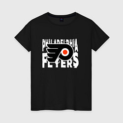 Футболка хлопковая женская Филадельфия Флайерз , Philadelphia Flyers, цвет: черный