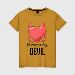 Футболка хлопковая женская Valentines Day Devil, цвет: горчичный