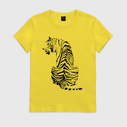 Футболка хлопковая женская Тигр со спины, цвет: желтый