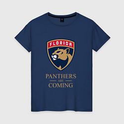 Футболка хлопковая женская Panthers are coming Florida Panthers Флорида Панте, цвет: тёмно-синий