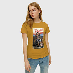 Футболка хлопковая женская Nuka Cola - raid your first!, цвет: горчичный — фото 2