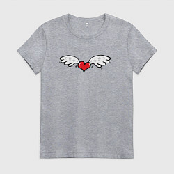 Футболка хлопковая женская HA КРЫЛЬЯХ ЛЮБВИ, цвет: меланж