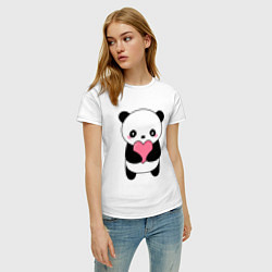 Футболка хлопковая женская КАВАЙНЫЙ ПАНДА KAWAII PANDA, цвет: белый — фото 2