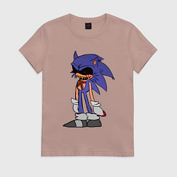 Футболка хлопковая женская Sonic Exe Sketch Hedgehog, цвет: пыльно-розовый
