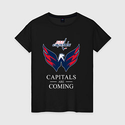 Футболка хлопковая женская Washington Capitals are coming, Вашингтон Кэпиталз, цвет: черный