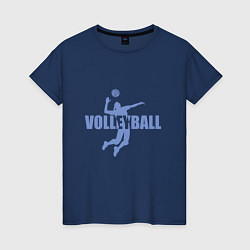 Футболка хлопковая женская Стиль - Волейбол, цвет: тёмно-синий