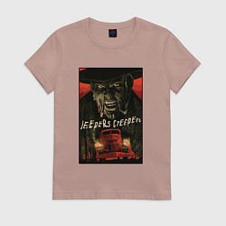 Футболка хлопковая женская Джиперс Криперс Jeepers Creepers, цвет: пыльно-розовый