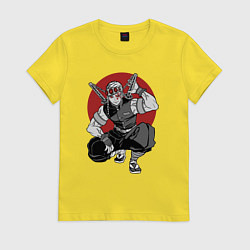 Футболка хлопковая женская Тенген Японский стиль, цвет: желтый