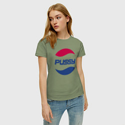 Футболка хлопковая женская Pepsi Pussy, цвет: авокадо — фото 2