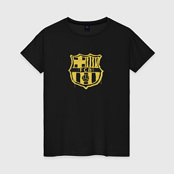 Футболка хлопковая женская FC Barcelona - Yellow Paint 2022, цвет: черный