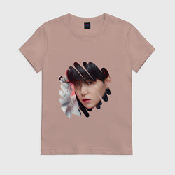 Футболка хлопковая женская Agust D SUGA BTS, цвет: пыльно-розовый