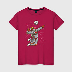 Футболка хлопковая женская Мощный космический удар, цвет: маджента