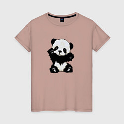 Футболка хлопковая женская Cute Baby Panda, цвет: пыльно-розовый