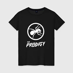Футболка хлопковая женская Prodigy логотип, цвет: черный