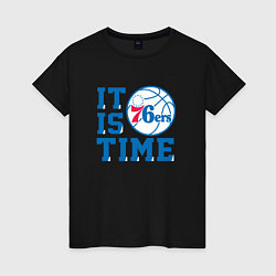 Футболка хлопковая женская It Is Philadelphia 76ers Time Филадельфия Севенти, цвет: черный